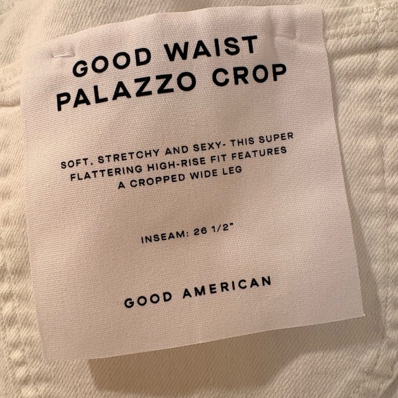 Good American good waist cropped palazzo jeans in white size 14 - Picture 8 of 10